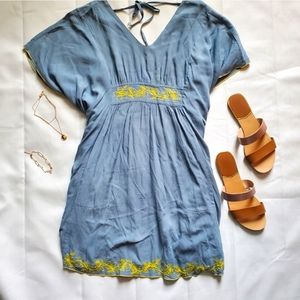 Hand Made Blue Embroidered Dress (S/M)